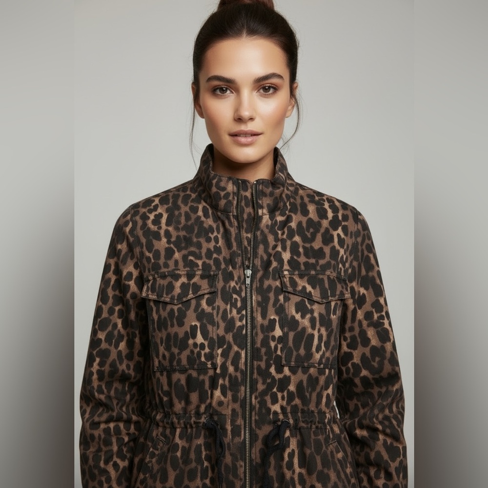 Style & Co leopard print Military jacket Size Extra Large - Picture 4 of 15